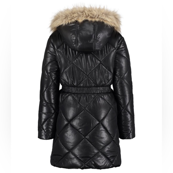 Tommy Hilfiger Girls Diamond Quit Long Hooded Puffer Jacket - Picture 2 of 3